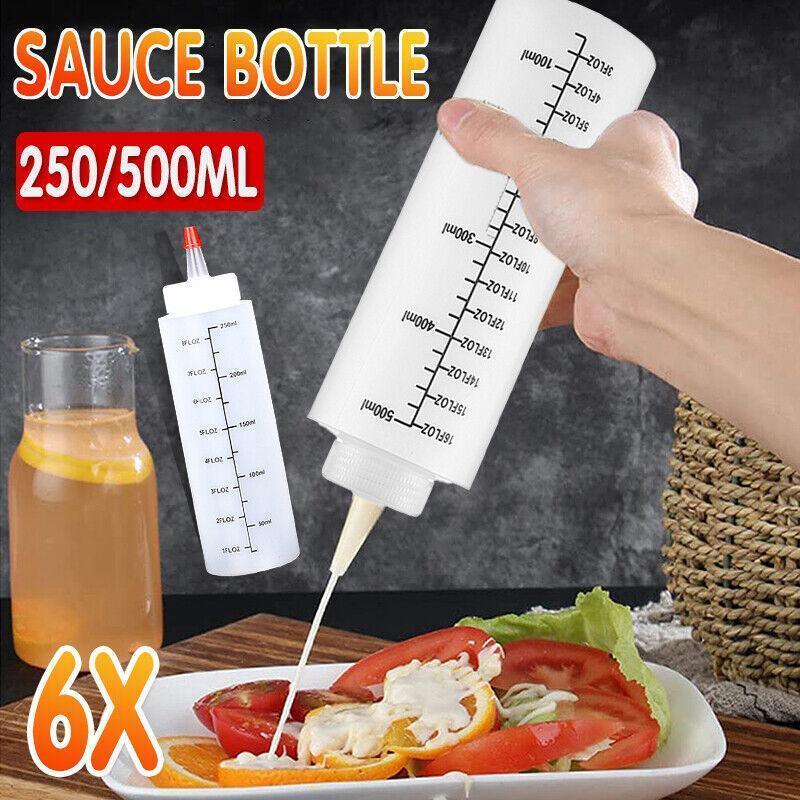 Squeeze Condiment Dispenser Bottles 250ml 500ml Sauce Craft Use Set of 6 - 250ML - Mekamart Australia
