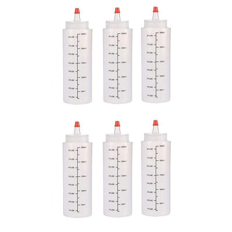 Squeeze Condiment Dispenser Bottles 250ml 500ml Sauce Craft Use Set of 6 - 250ML - Mekamart Australia