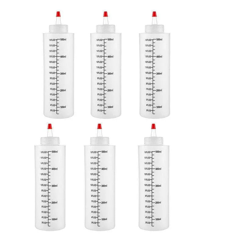 Squeeze Condiment Dispenser Bottles 250ml 500ml Sauce Craft Use Set of 6 - 250ML - Mekamart Australia