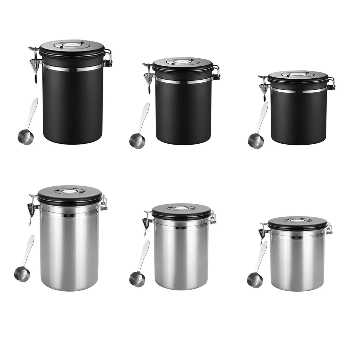 Coffee Powder Sealed Jar Airtight Storage Container for Kitchen Tea Sugar Beans - Silvery-1500ml - Mekamart Australia