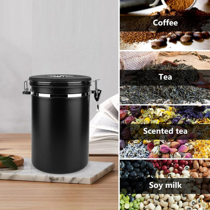 Coffee Powder Sealed Jar Airtight Storage Container for Kitchen Tea Sugar Beans - Silvery-1500ml - Mekamart Australia