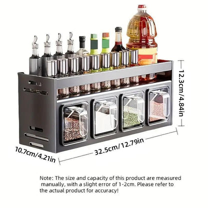 Wall Mounted Kitchen Spice Box Shelf Multifunctional Organiser for Herbs Spices - 3-Grids - Mekamart Australia