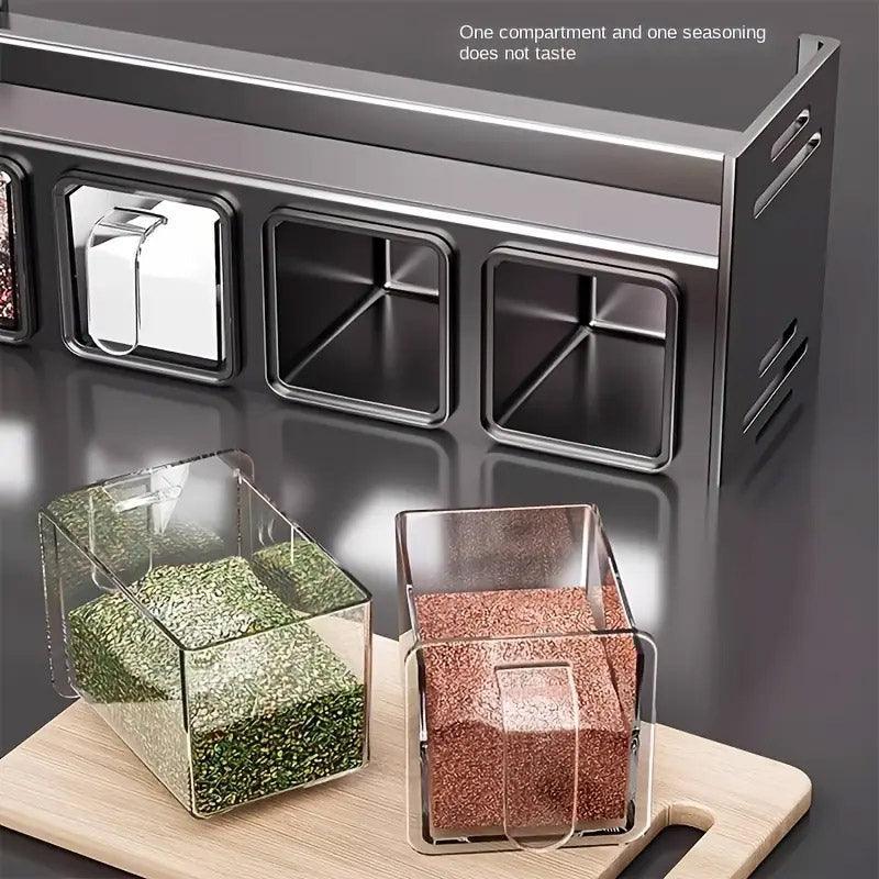Wall Mounted Kitchen Spice Box Shelf Multifunctional Organiser for Herbs Spices - 3-Grids - Mekamart Australia