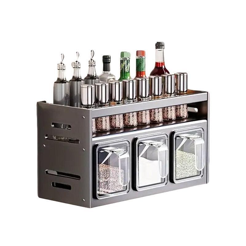 Wall Mounted Kitchen Spice Box Shelf Multifunctional Organiser for Herbs Spices - 3-Grids - Mekamart Australia