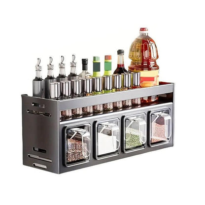 Wall Mounted Kitchen Spice Box Shelf Multifunctional Organiser for Herbs Spices - 3-Grids - Mekamart Australia