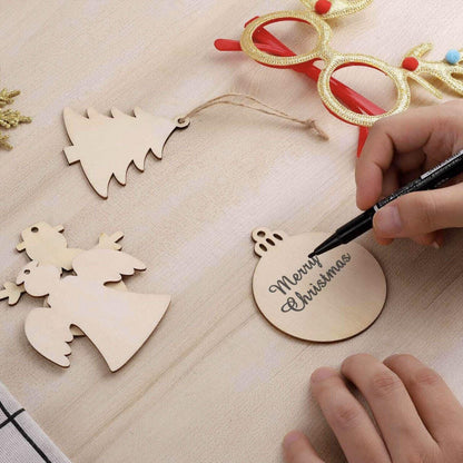 Wooden Christmas Hanging Ornament for Tree DIY Craft Decoration 10pcs - Heart - Mekamart Australia