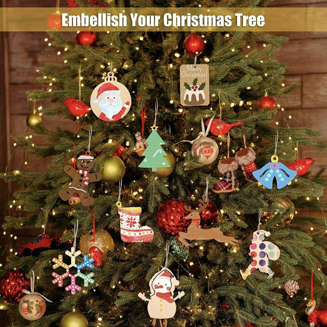 Wooden Christmas Hanging Ornament for Tree DIY Craft Decoration 10pcs - Heart - Mekamart Australia