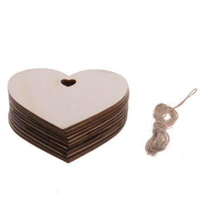 Wooden Christmas Hanging Ornament for Tree DIY Craft Decoration 10pcs - Heart - Mekamart Australia