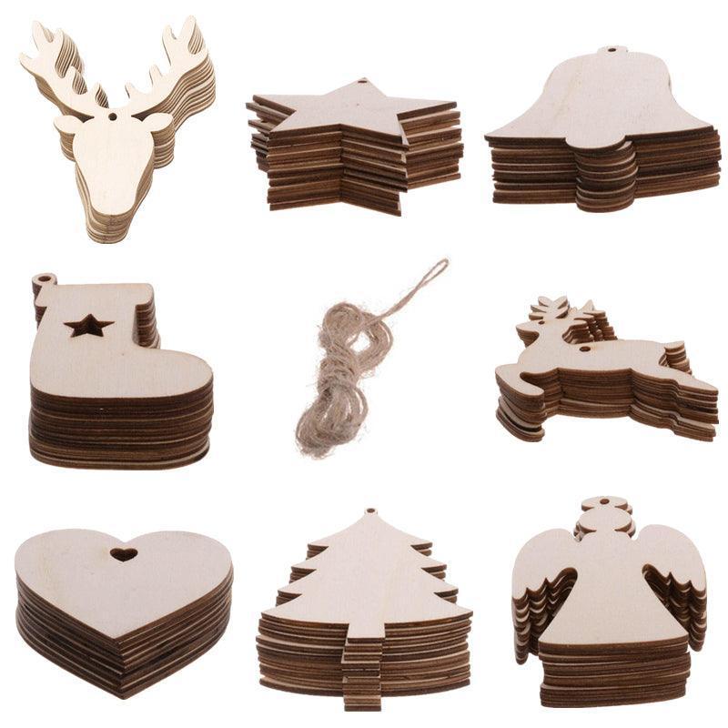 Wooden Christmas Hanging Ornament for Tree DIY Craft Decoration 10pcs - Star - Mekamart Australia