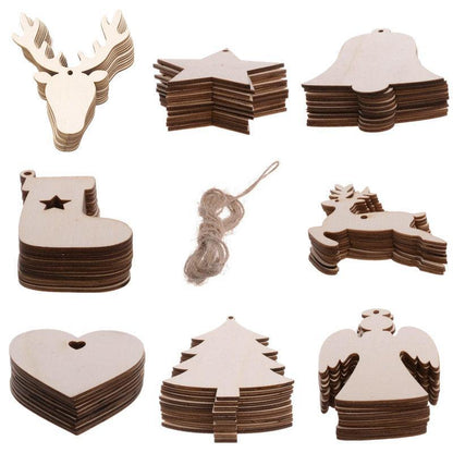 Wooden Christmas Hanging Ornament for Tree DIY Craft Decoration 10pcs - Star - Mekamart Australia
