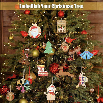 Wooden Christmas Hanging Ornament for Tree DIY Craft Decoration 10pcs - Star - Mekamart Australia
