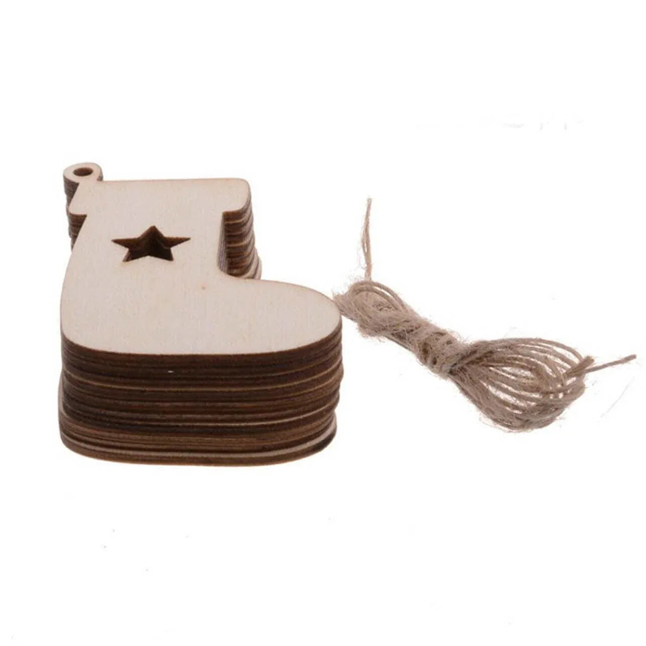 Wooden Christmas Hanging Ornament for Tree DIY Craft Decoration 10pcs - Star - Mekamart Australia