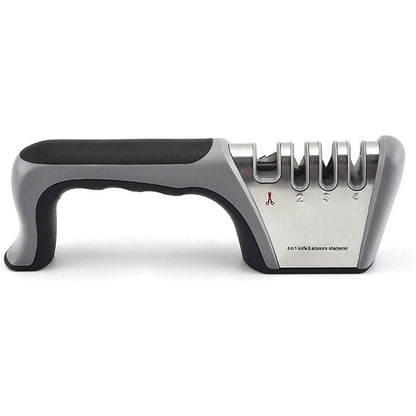 Four Stage Knife Sharpener Multifunction Kitchen Blade Sharpening Tool Quick Use - Red