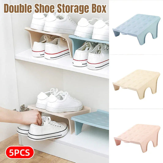5pcs Double Layer Shoe Rack Simple Storage Organizer Space Saving Shoe Holder - Pink - Mekamart Australia