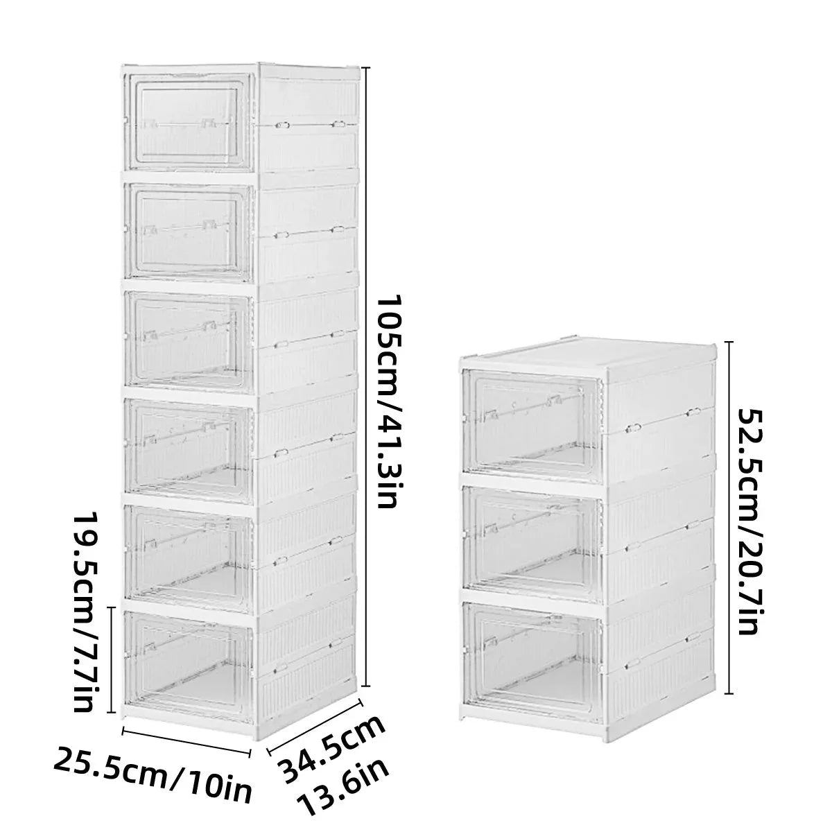 Easy Assemble Shoe Box Foldable Rack 3/6 Layers Storage Transparent Drawers - 3-Tier - Mekamart Australia