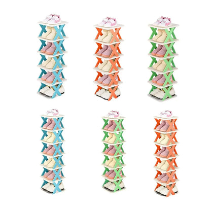 6/7 Tier Shoe Rack Space Saving Small Shoe Cabinet Storage Shelf Organizer - Orange-7 Layer - Mekamart Australia