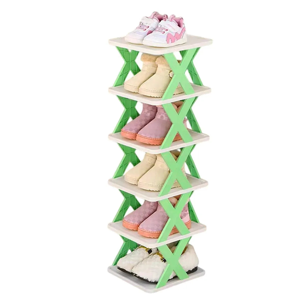 6/7 Tier Shoe Rack Space Saving Small Shoe Cabinet Storage Shelf Organizer - Orange-7 Layer - Mekamart Australia