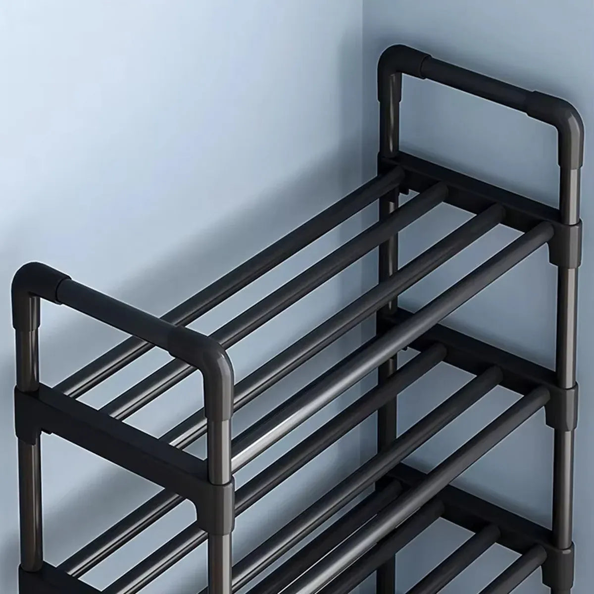 Shoe Rack Storage Cabinet 6 Tier Stackable Shelves Stand Black Organizer Home