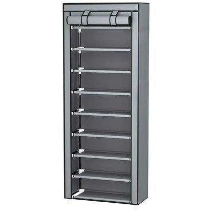 10 Tier Black Shoe Rack Dustproof Organiser Shoe Storage Cabinet for Home Use - Mekamart Australia