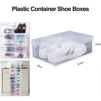 20x Clear Shoe Storage Box Foldable Stackable Plastic Shoe Boxes - Mekamart Australia