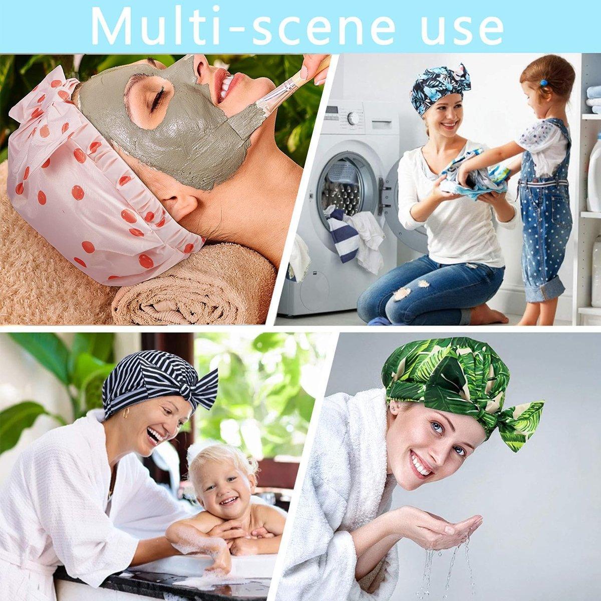 Woman Shower Cap Reusable Long Hair Large Turban Bathroom Waterproof Hair Cap - Coconut Tree - Mekamart Australia