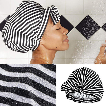 Woman Shower Cap Reusable Long Hair Large Turban Bathroom Waterproof Hair Cap - Coconut Tree - Mekamart Australia