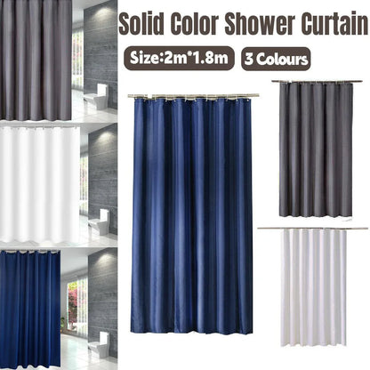 Solid Color Waterproof Shower Curtain Bathroom Decor Resistant Fabric Liner - Blue - Mekamart Australia