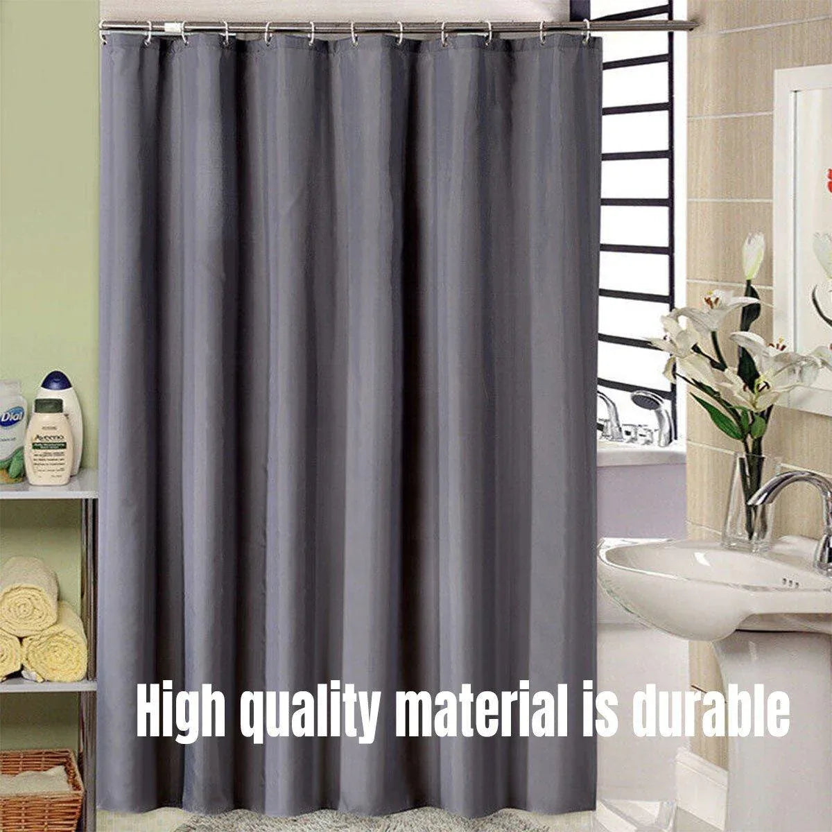 Solid Color Waterproof Shower Curtain Bathroom Decor Resistant Fabric Liner - Blue - Mekamart Australia