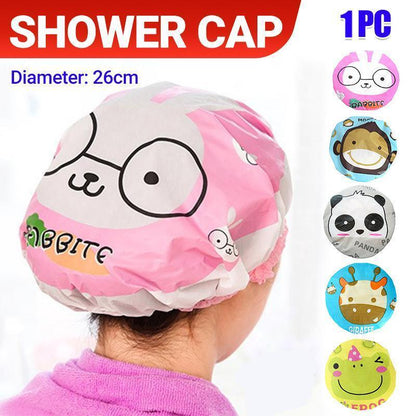 Reusable Women Girls Hair Wrap Waterproof Shower Bath Shower Cap Hat - Giraffe - Mekamart Australia