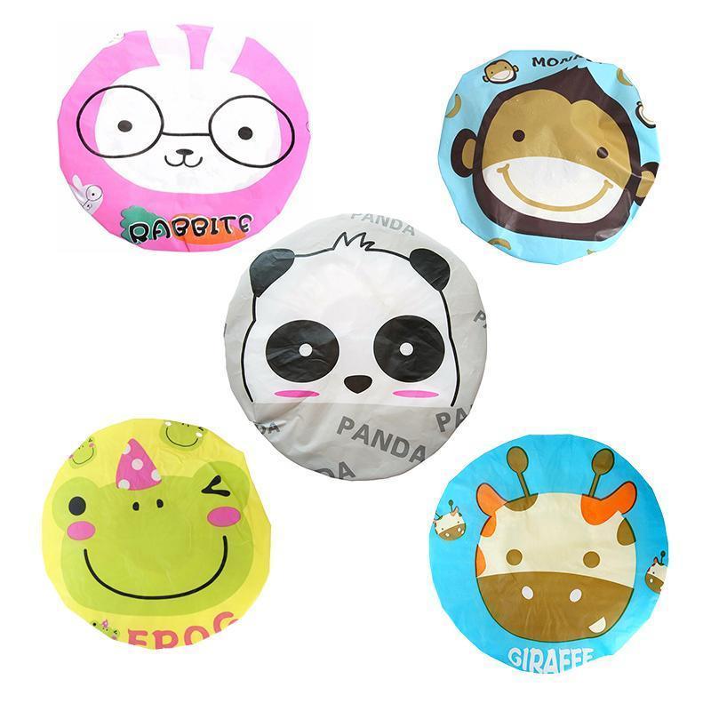 Reusable Women Girls Hair Wrap Waterproof Shower Bath Shower Cap Hat - Giraffe - Mekamart Australia