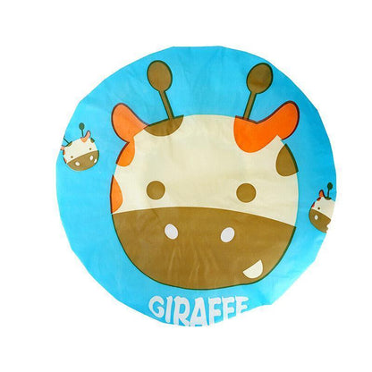 Reusable Women Girls Hair Wrap Waterproof Shower Bath Shower Cap Hat - Giraffe - Mekamart Australia