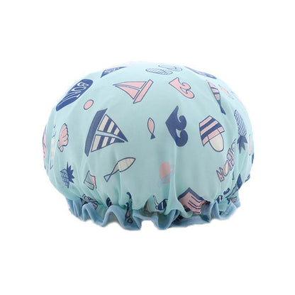 Double Layer Lux Shower Cap Bath Hat Hair Care Women Sleep Waterproof Reusable - Pink