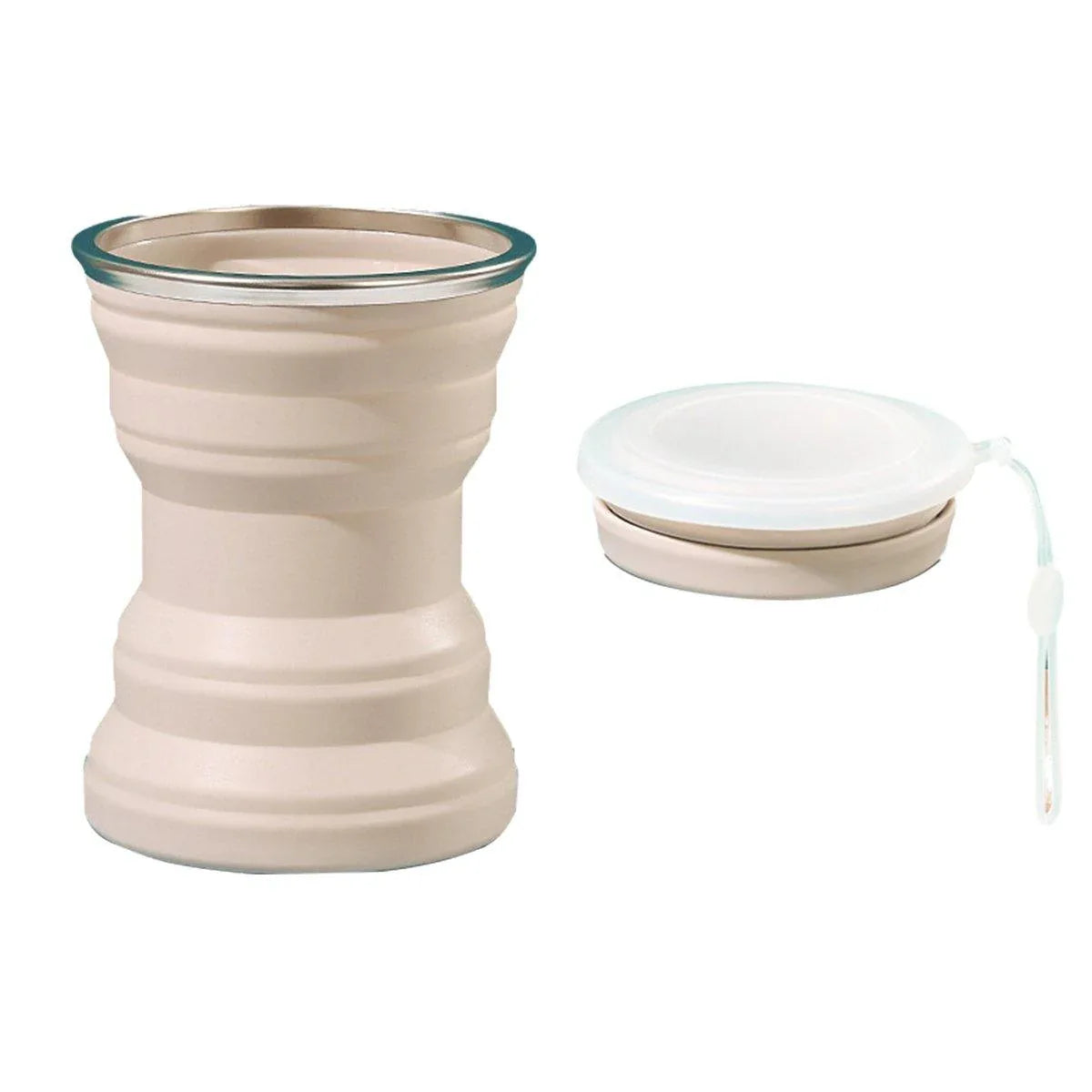 Silicone Folding Travel Mug Portable Retractable Collapsible Mug Outdoor Camping - Sakura Pink - Mekamart Australia