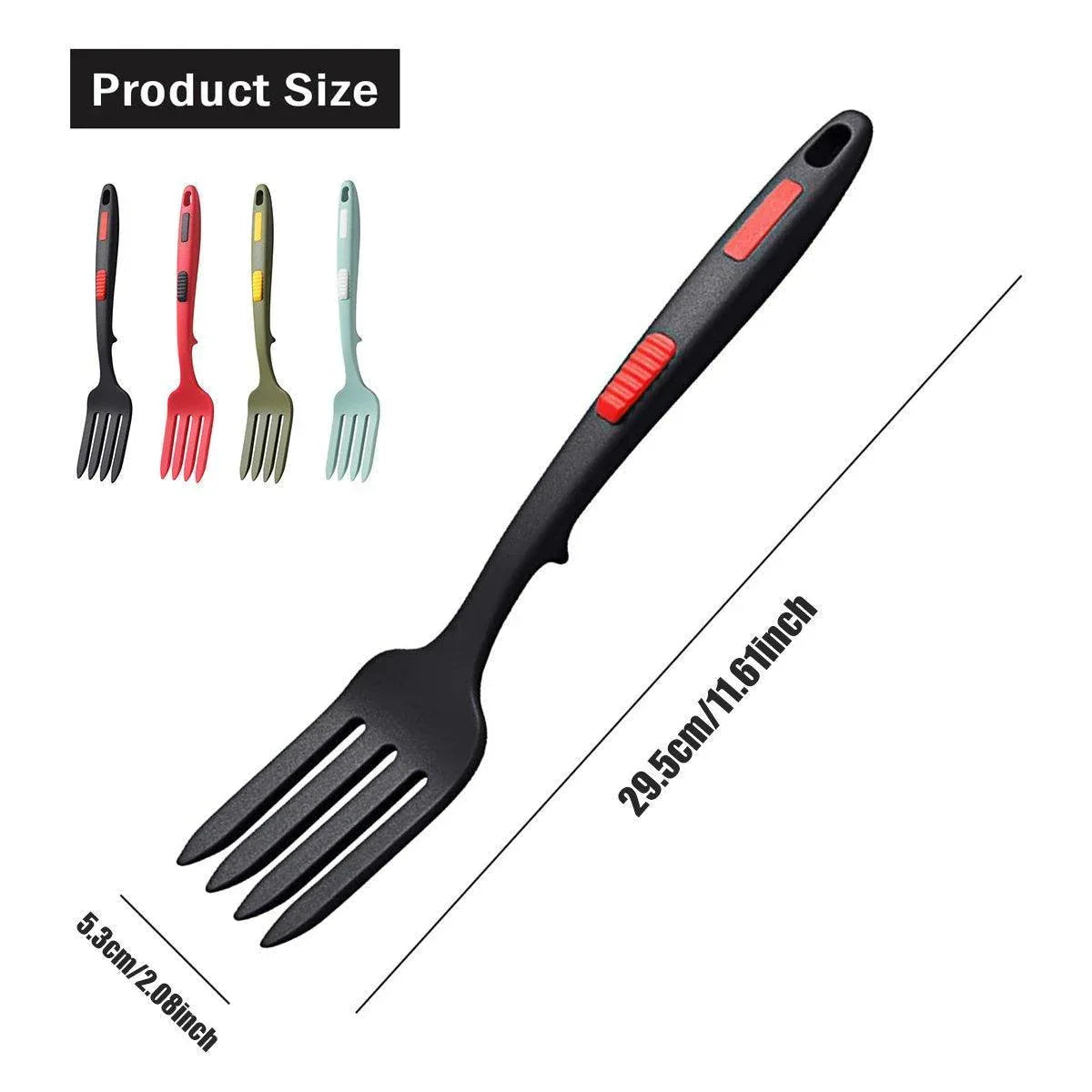 2PCS Silicone Heat Resistant Flexible Cooking Forks Dishwasher Safe Kitchen - Red-Black - Mekamart Australia
