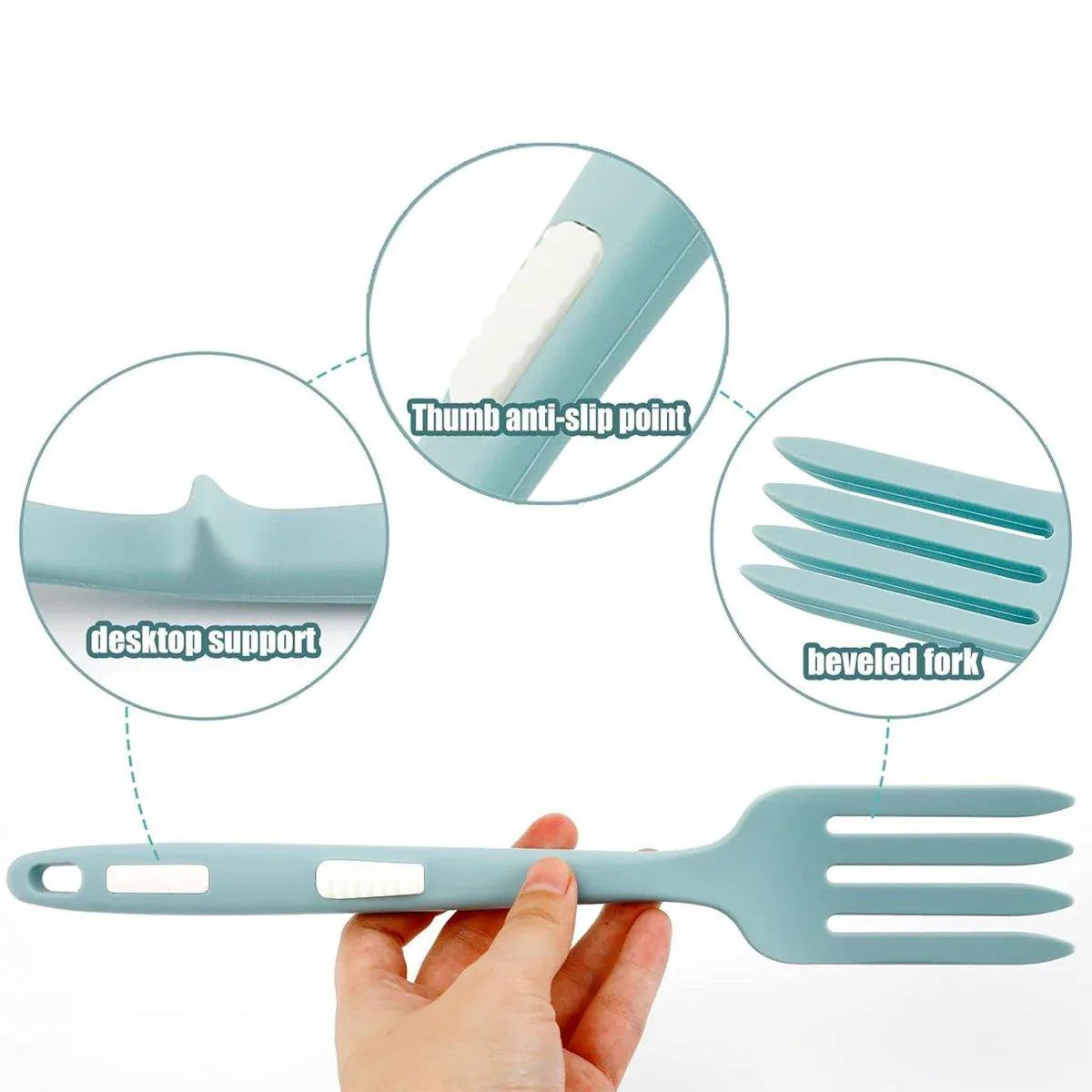 2PCS Silicone Heat Resistant Flexible Cooking Forks Dishwasher Safe Kitchen - Red-Black - Mekamart Australia