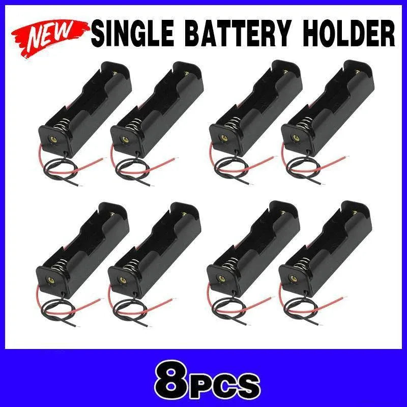 8 Pack 18650 Single Battery Holder Case Rechargeable 18650 Wire Lead Lithium