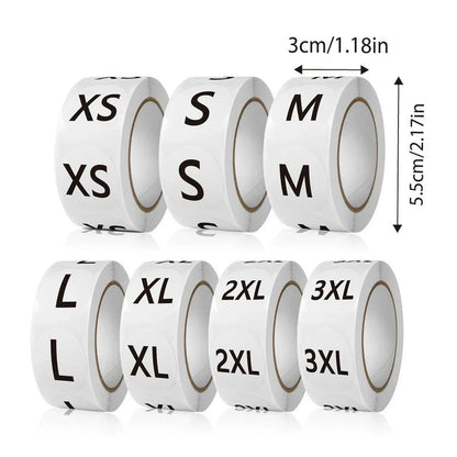7 Rolls Clothing Size Label Sticker 1Inch Round Size Sticker Labels Self Adhesive