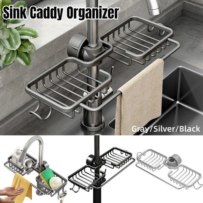 Multifunctional Faucet Shelf Kitchen Storage Sink Draining Basket Household Rack - Black - Mekamart Australia