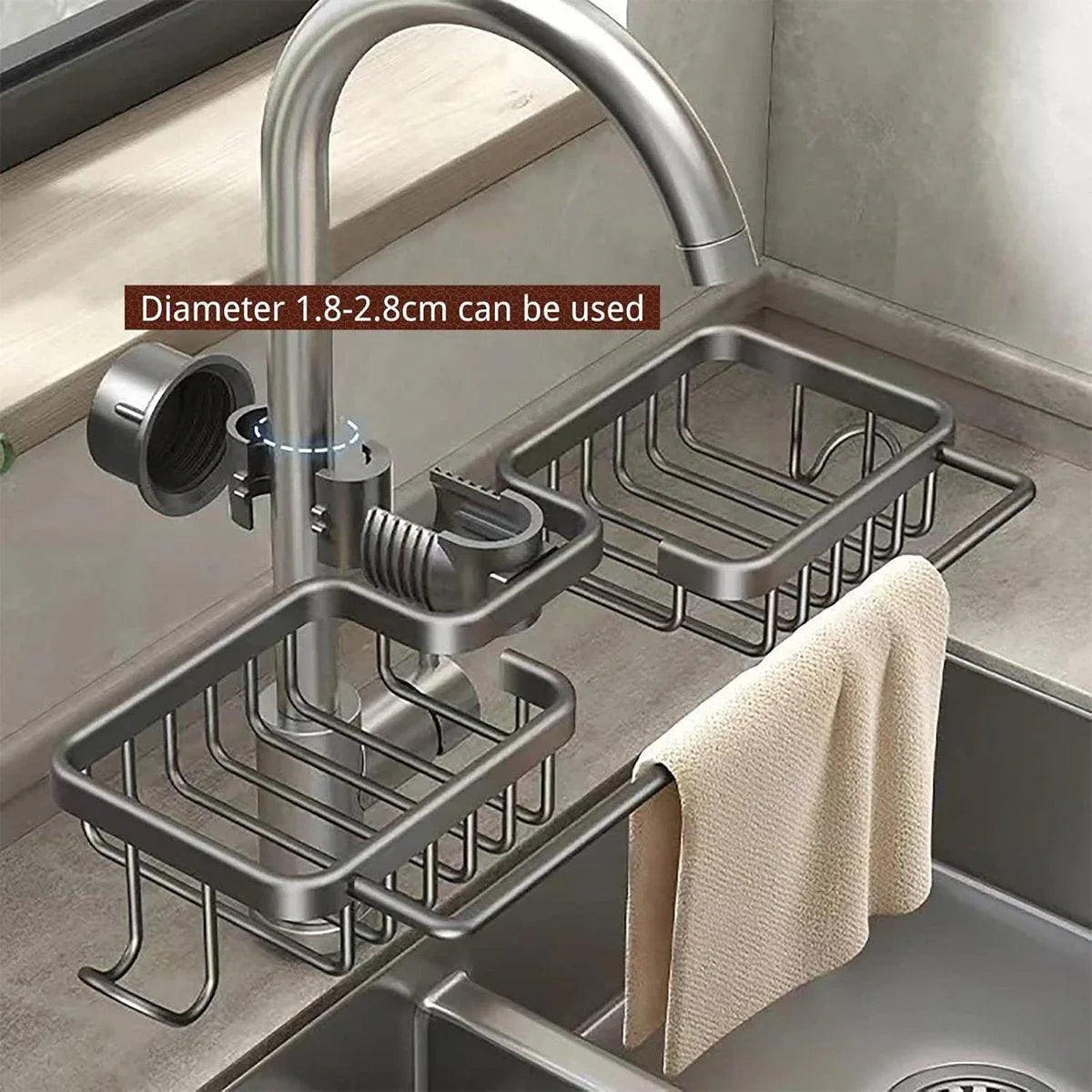 Multifunctional Faucet Shelf Kitchen Storage Sink Draining Basket Household Rack - Black - Mekamart Australia