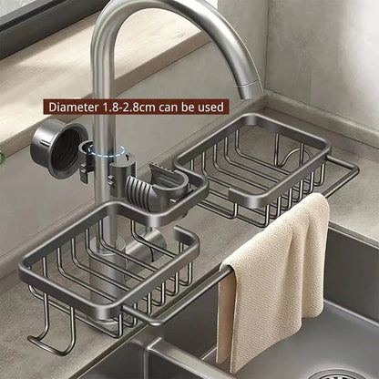 Multifunctional Faucet Shelf Kitchen Storage Sink Draining Basket Household Rack - Grey - Mekamart Australia