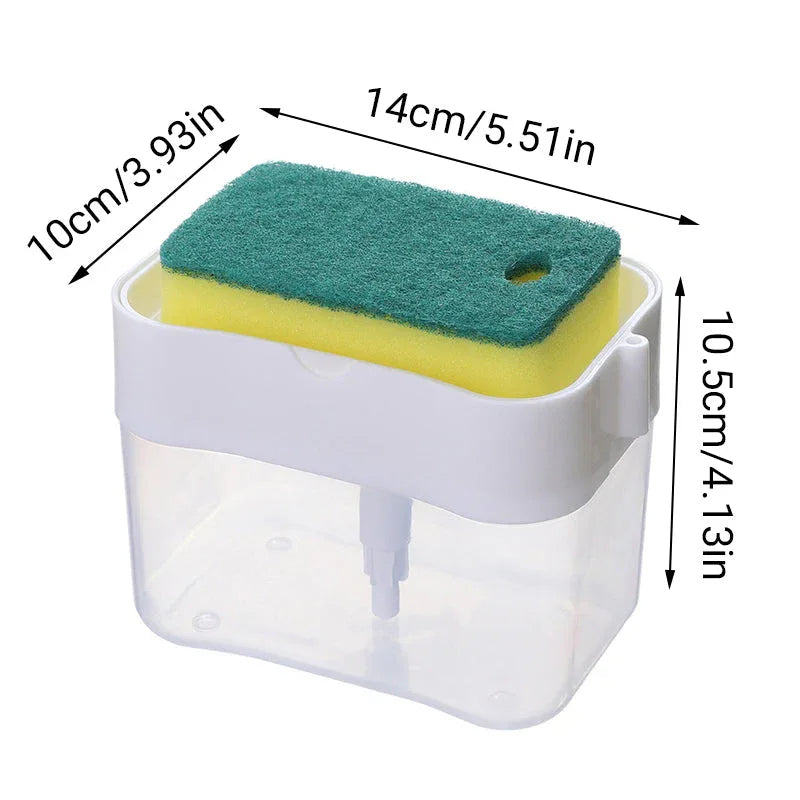 2 In 1 Soap Pump Dispenser Sponge Holder Dish Washing Liquid Container Kitchen - Grey - Mekamart Australia