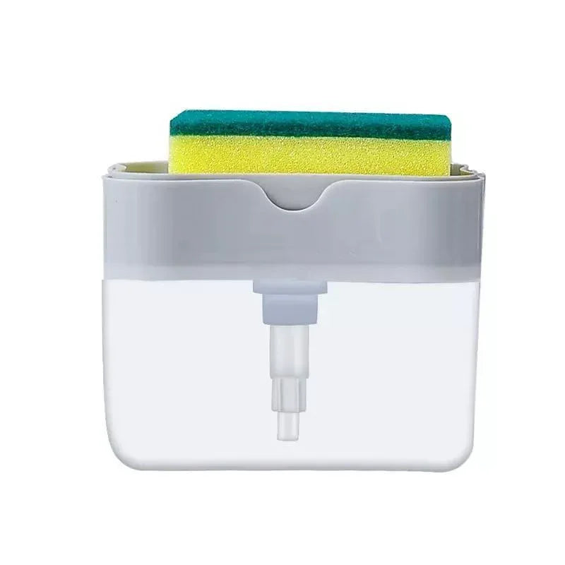 2 In 1 Soap Pump Dispenser Sponge Holder Dish Washing Liquid Container Kitchen - White - Mekamart Australia