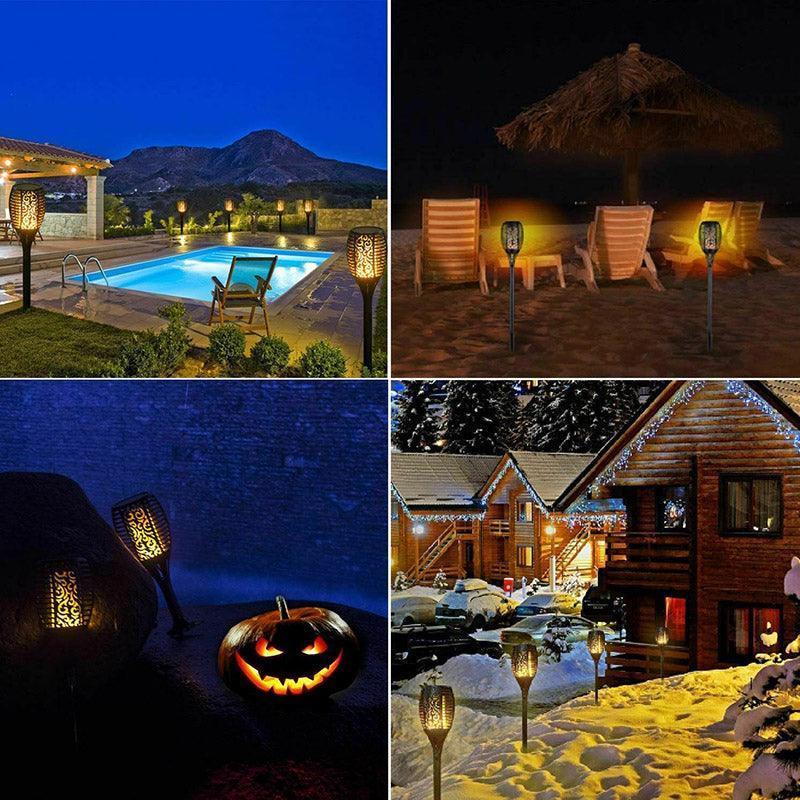 4pcs LED Solar Flickering Flame Torch Lights Outdoor Garden Path Landscape Lamps - Mekamart Australia