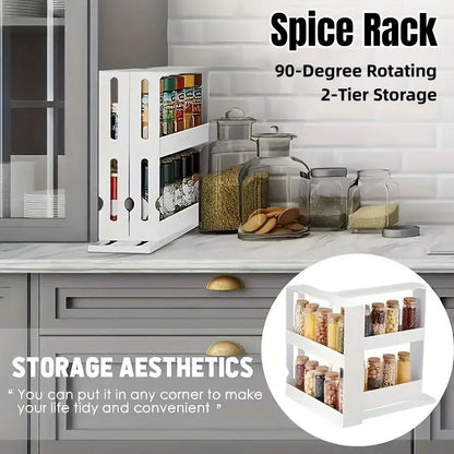 Rotating Spice Rack Kitchen Organizer Food Storage Rack Spice Organizer Stand - Mekamart Australia