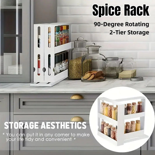 Rotating Spice Rack Kitchen Organizer Food Storage Rack Spice Organizer Stand - Mekamart Australia