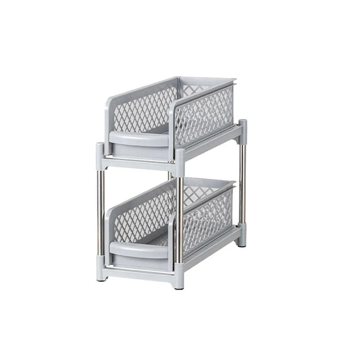 Bathroom Kitchen Sink Storage Rack Drawer Plastic Shelf Seasoning Holder - White - Mekamart Australia