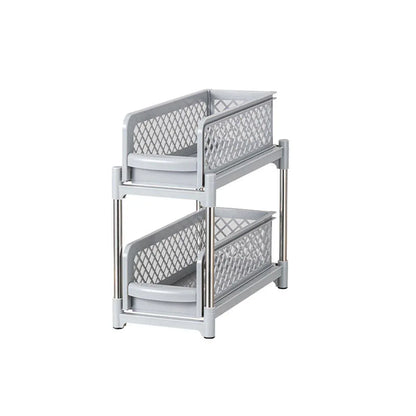 Bathroom Kitchen Sink Storage Rack Drawer Plastic Shelf Seasoning Holder - White - Mekamart Australia
