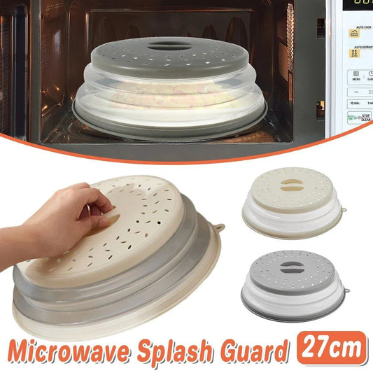 Multifunctional Microwave Oven Food Cover Heat Resistant Folding Splash Guard - Grey - Mekamart Australia