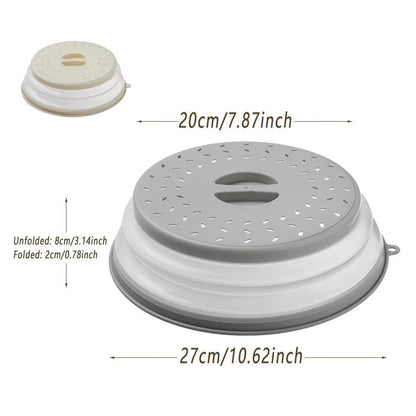 Multifunctional Microwave Oven Food Cover Heat Resistant Folding Splash Guard - Grey - Mekamart Australia