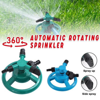 Small Disc Sprinkler 360 Degree Rotating Garden Sprayer Three Prong Spray Water - Green - Mekamart Australia